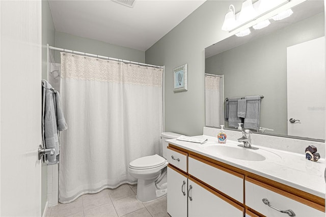 bathroom featuring vanity, toilet, and tile patterned floors