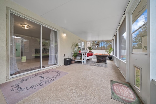 view of unfurnished sunroom