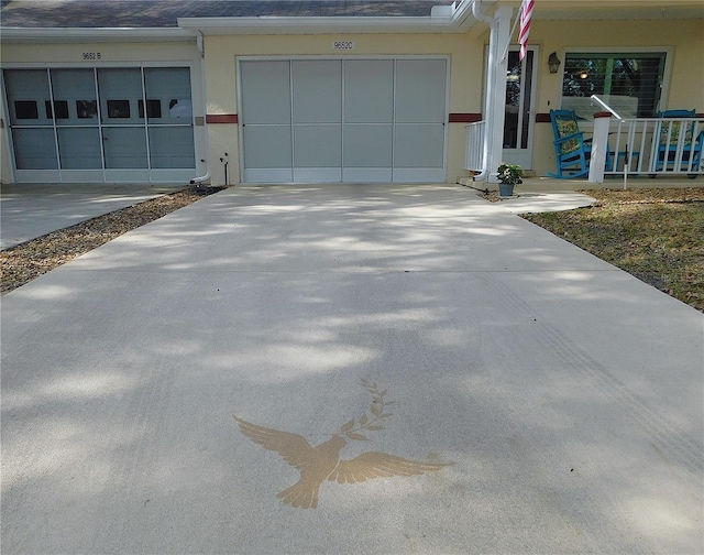 exterior space with a garage