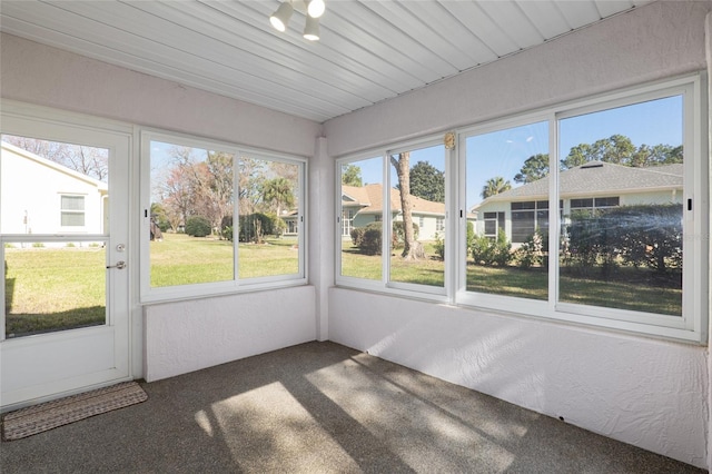 view of unfurnished sunroom