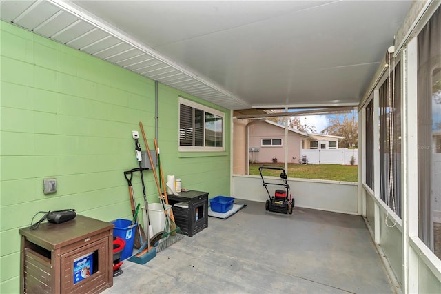 view of unfurnished sunroom