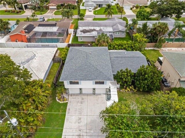 drone / aerial view with a residential view