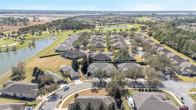 aerial view featuring a residential view and a water view