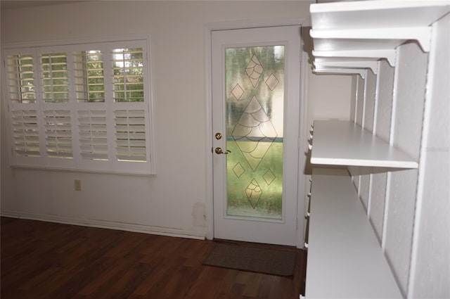 entryway with wood finished floors