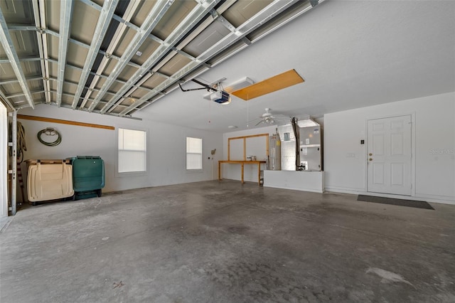 garage with heating unit and a garage door opener