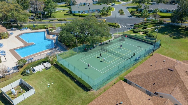 aerial view with a residential view