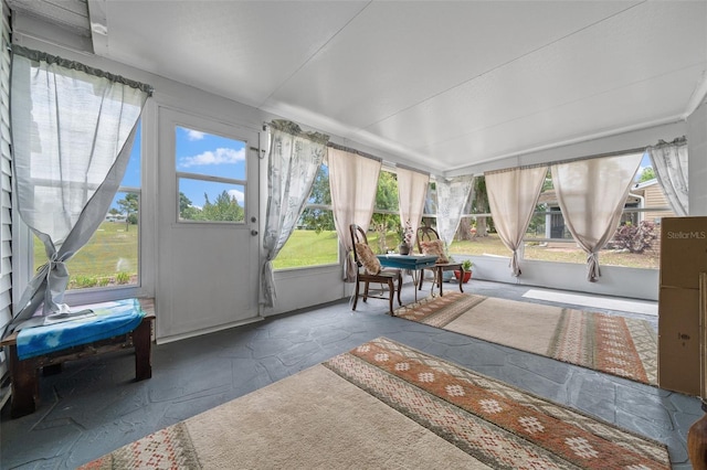 sunroom / solarium with stone finish flooring