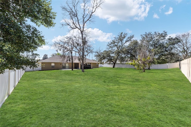 view of yard featuring a fenced backyard