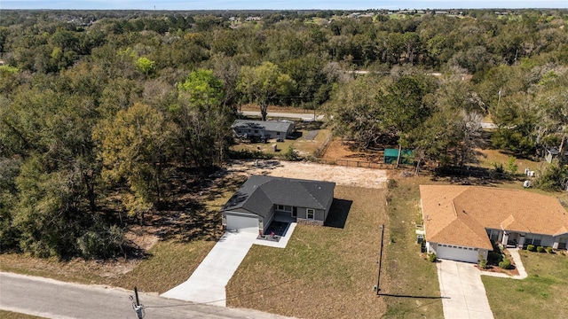 aerial view with a forest view