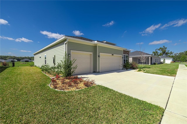 7374 SW 77th Ave, Ocala, FL 34481 - view of property exterior with a garage, a lawn, and concrete driveway
