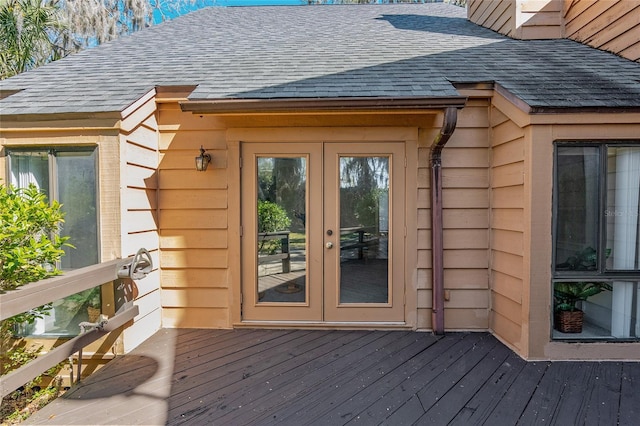 view of outbuilding featuring french doors