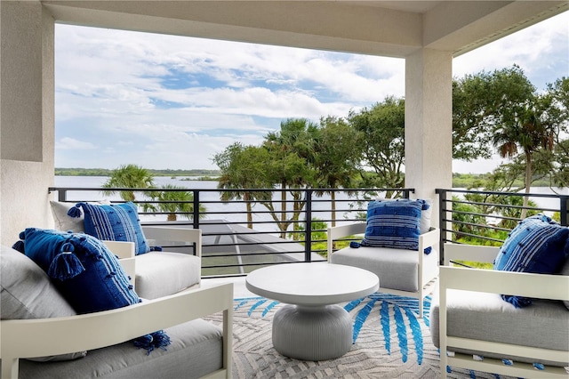 balcony with a water view