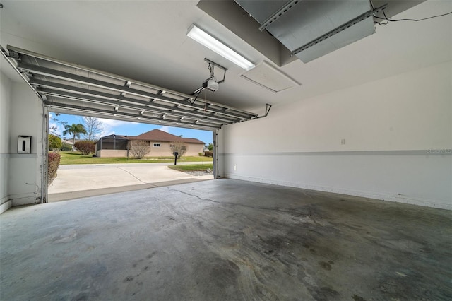 garage with a garage door opener