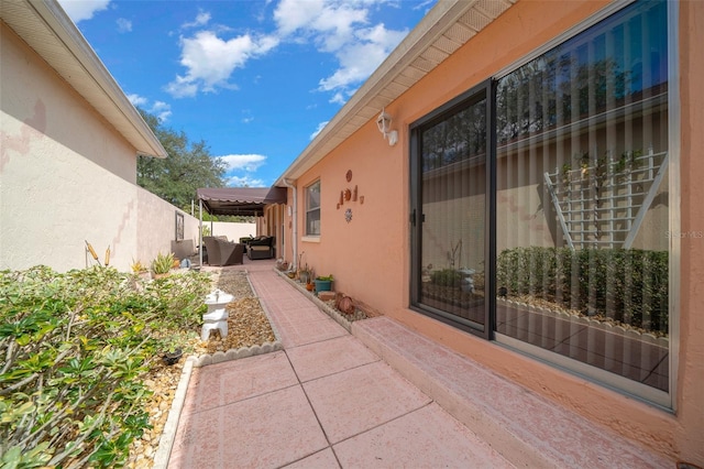 view of patio featuring fence