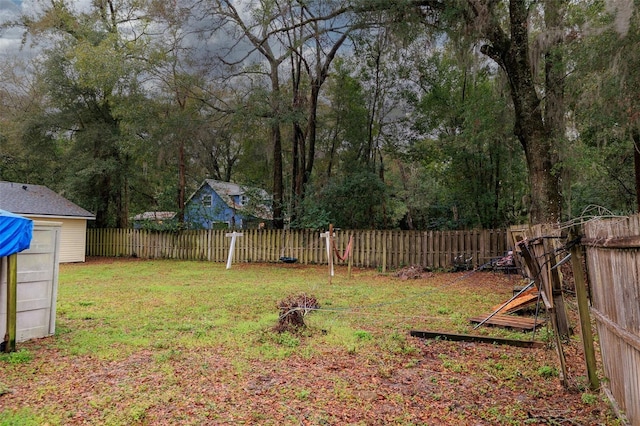 view of yard with a fenced backyard