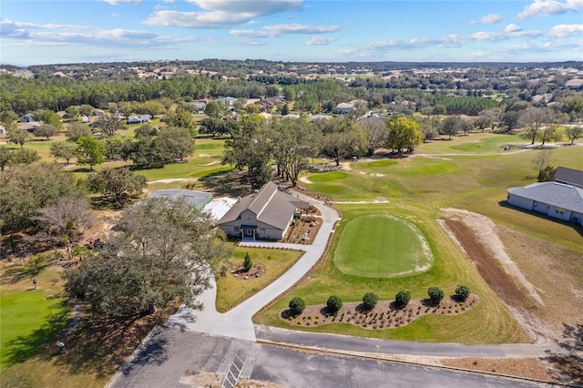 drone / aerial view with golf course view