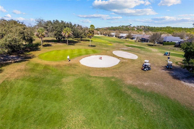 drone / aerial view featuring view of golf course