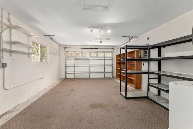 garage featuring concrete block wall