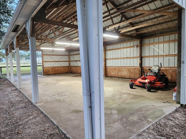 garage featuring metal wall