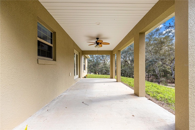 view of patio with ceiling fan