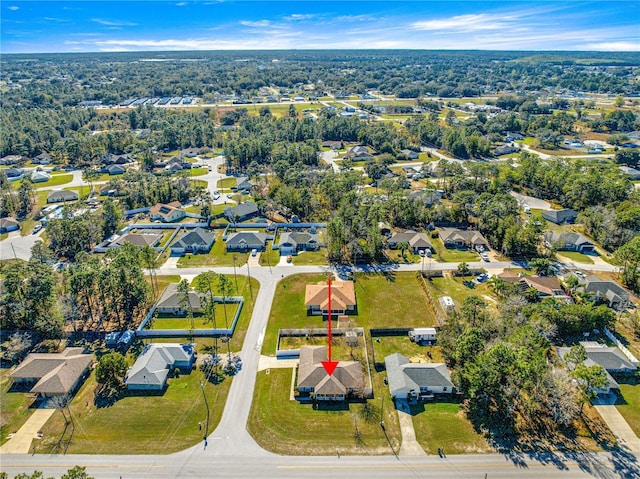 bird's eye view with a residential view