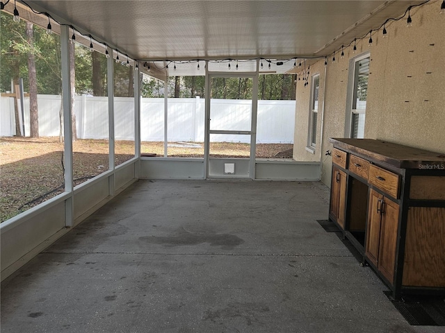 view of unfurnished sunroom