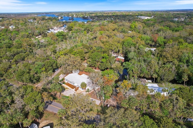 bird's eye view featuring a forest view