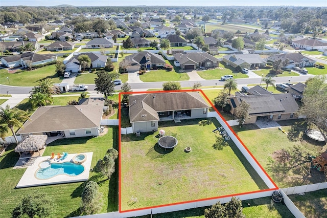 drone / aerial view with a residential view