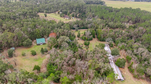 drone / aerial view with a rural view and a view of trees