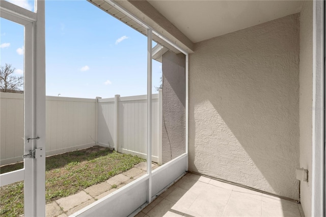 view of unfurnished sunroom