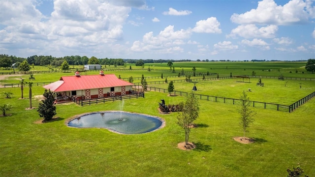 aerial view featuring a rural view