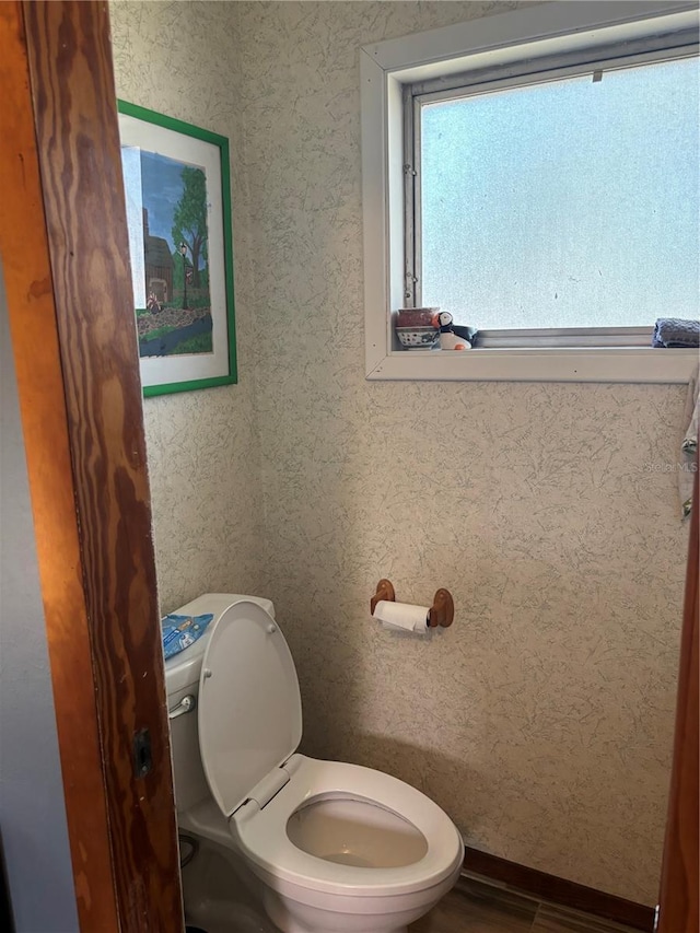 bathroom featuring toilet and wood finished floors