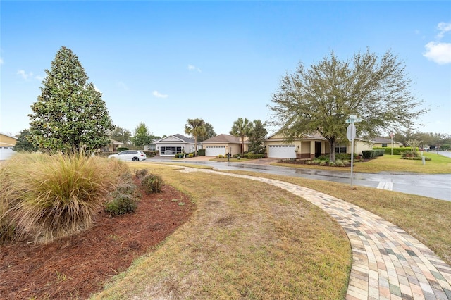 view of front of home featuring a front lawn and a residential view