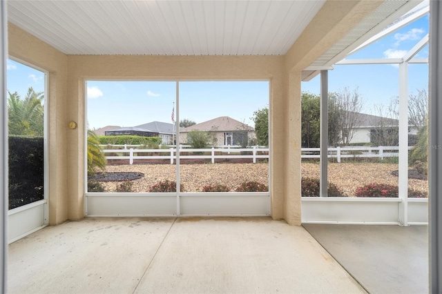 view of unfurnished sunroom