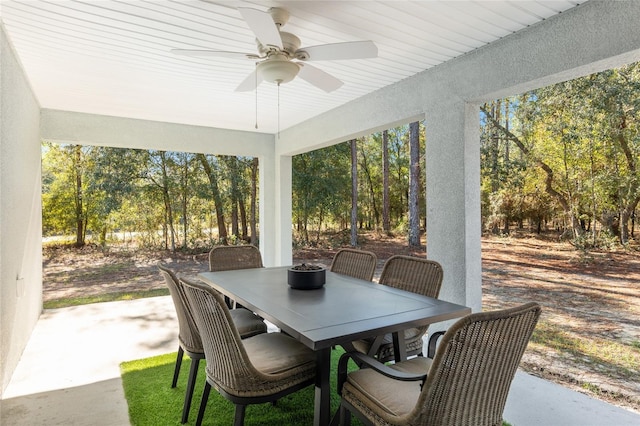 view of patio / terrace featuring ceiling fan and outdoor dining space