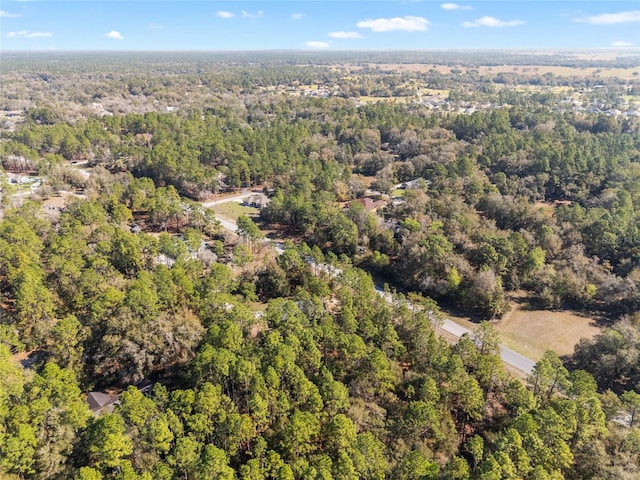 birds eye view of property with a forest view