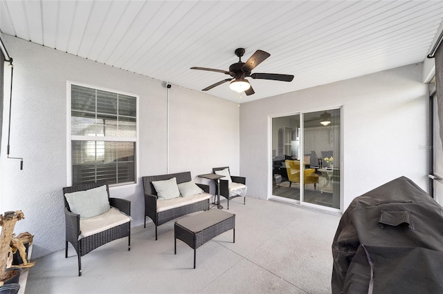 view of patio / terrace featuring a ceiling fan