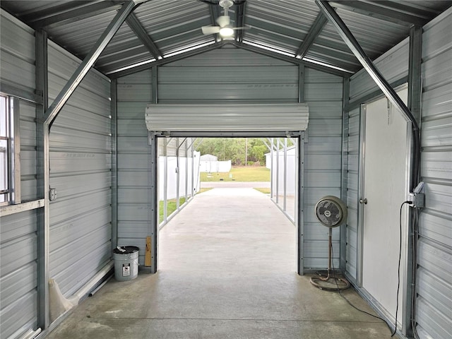 garage featuring metal wall