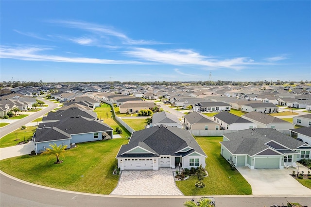 drone / aerial view with a residential view