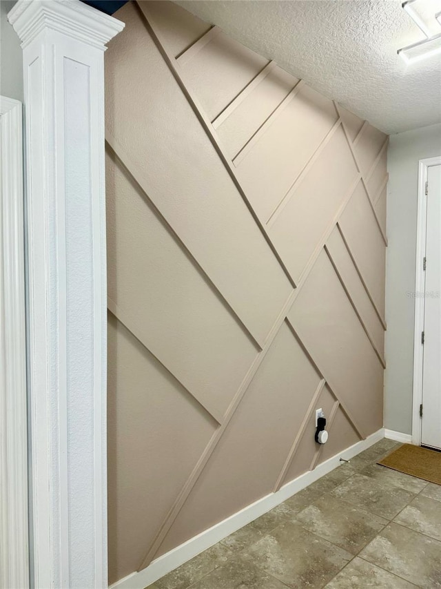 room details with a textured ceiling