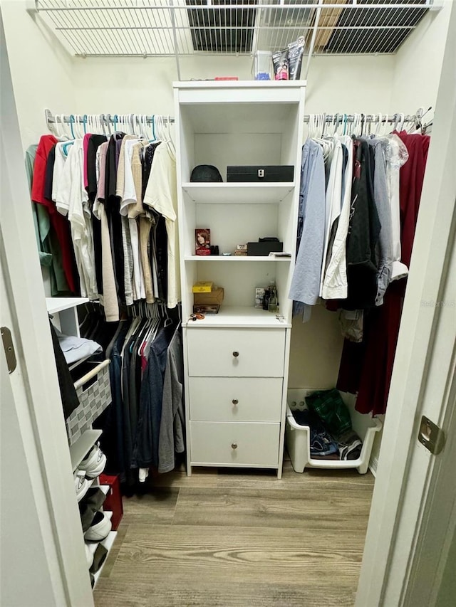 spacious closet with light wood-style floors