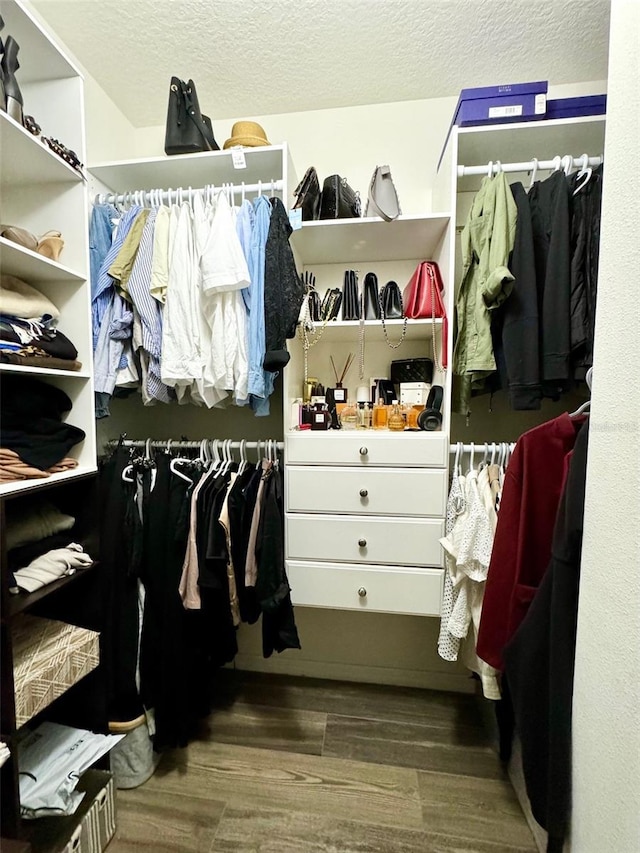 spacious closet featuring wood finished floors