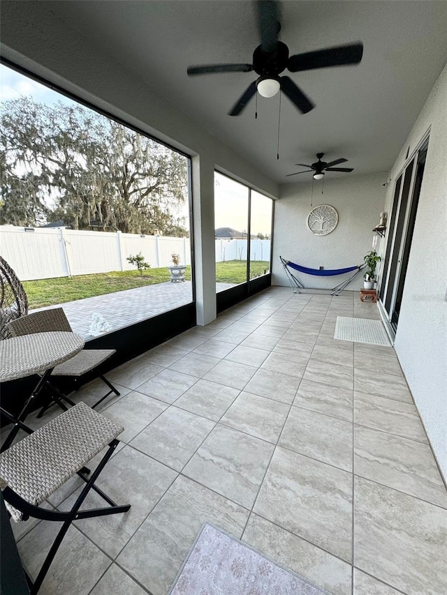 view of unfurnished sunroom