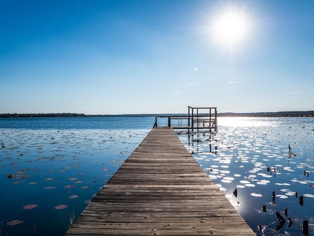 view of dock featuring a water view