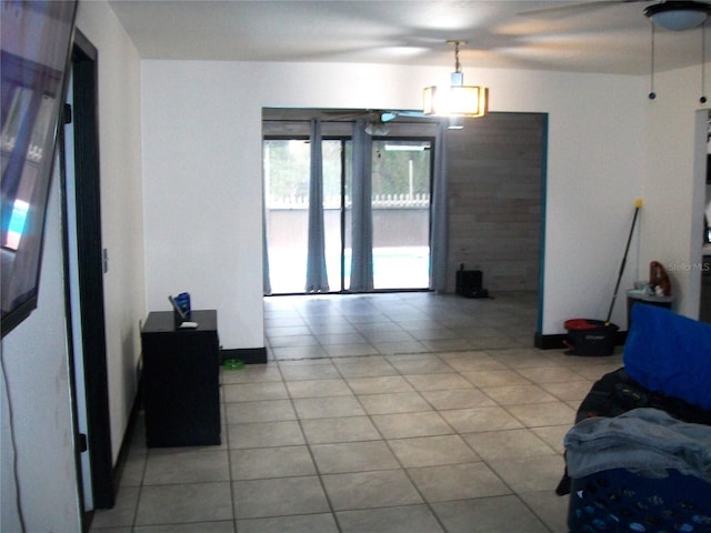 living area with light tile patterned flooring