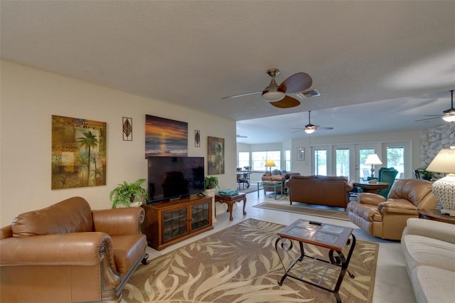 living room with visible vents