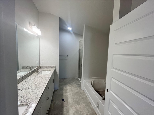 4381 SW 90th Pl, Ocala, FL 34476 - bathroom with vanity, a bath, and a shower