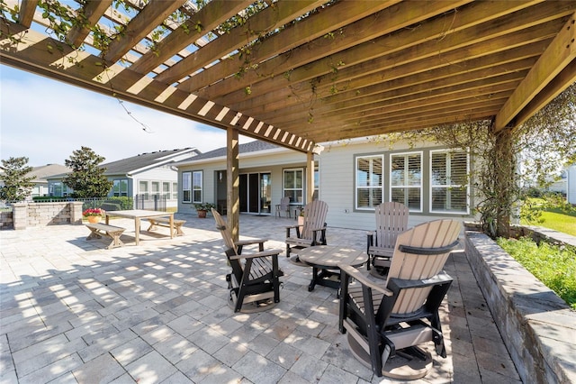 view of patio with a pergola