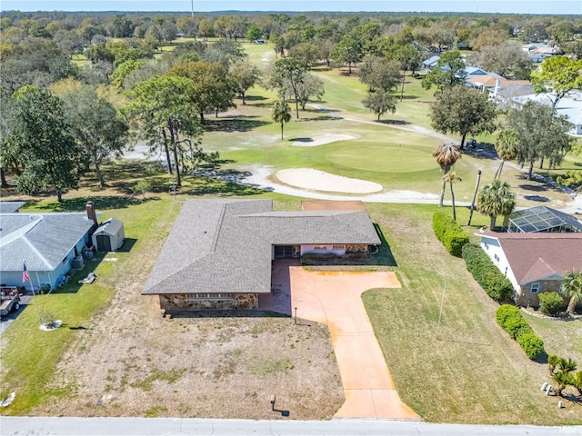 birds eye view of property featuring view of golf course