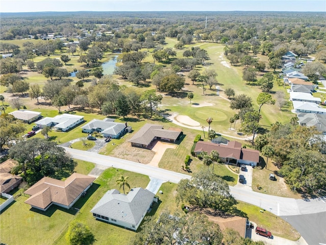 aerial view featuring a residential view and golf course view